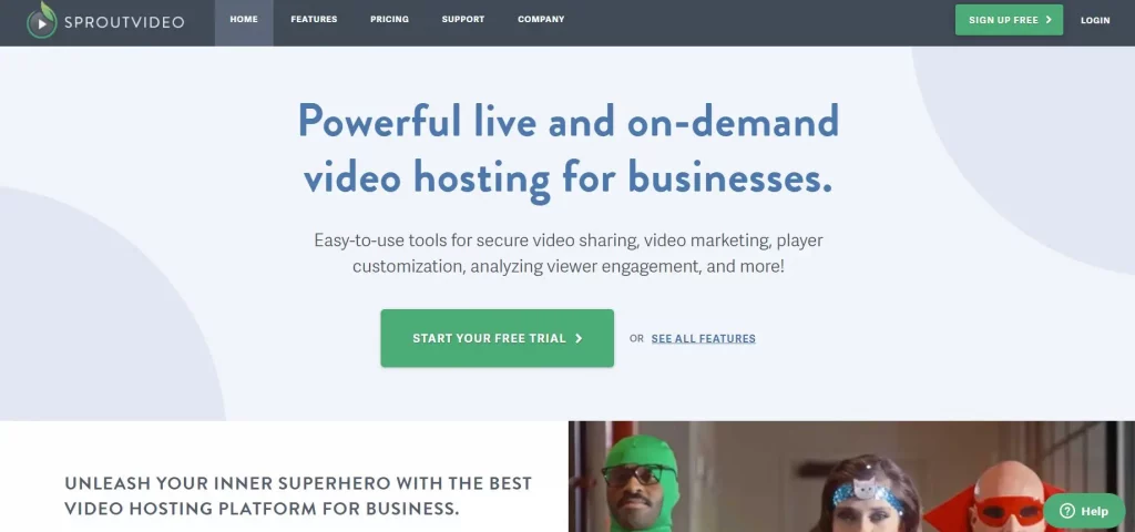 sproutvideo homepage