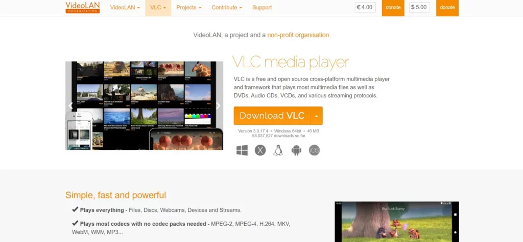 vlc media player homepage