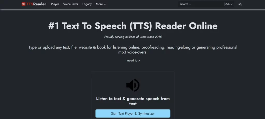 TTS reader webpage pic