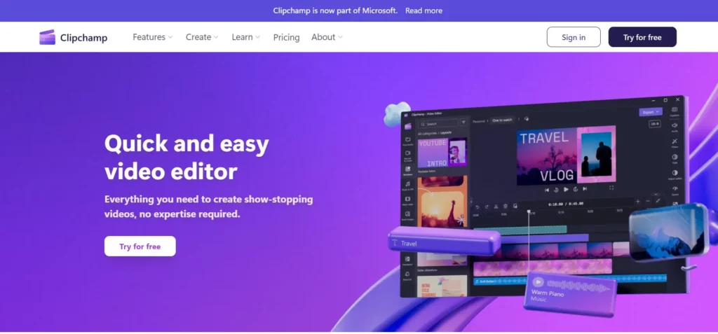 clipchamp home page